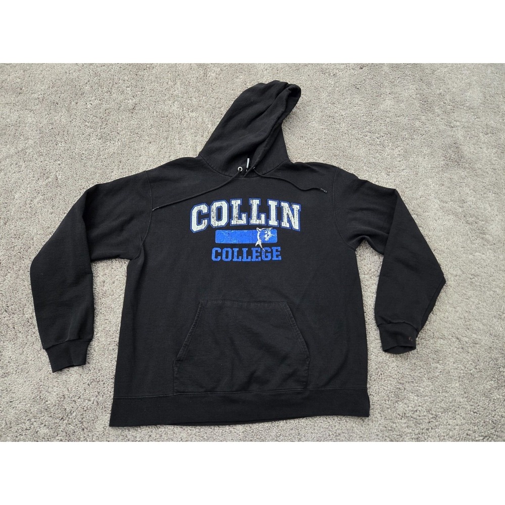 Collin College Hoodie Mens XL‎ Black Pullover Long Sleeve Champion Activewear